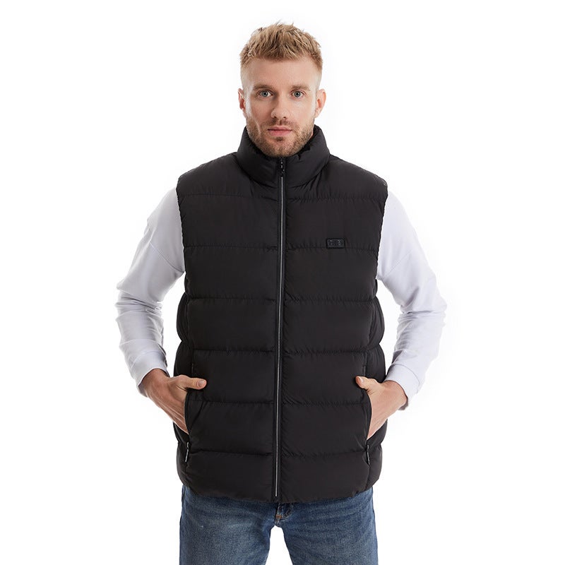Popular Winter Men'S Stand-Up Collar Heating Vest Electric Heating Cotton Vest Intelligent Constant Temperature Heating Warm Vest Cotton Clothing - Image 3